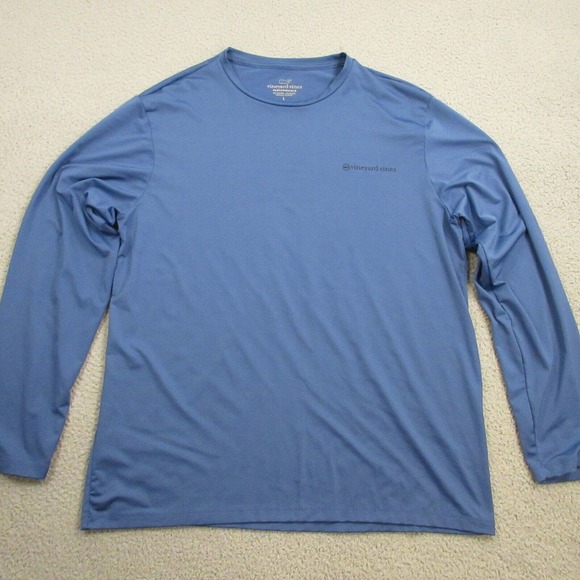 Vineyard‎ Vines Mens Performance Stretch T-Shirt size L Blue Long Sleeve UPF - Picture 1 of 10